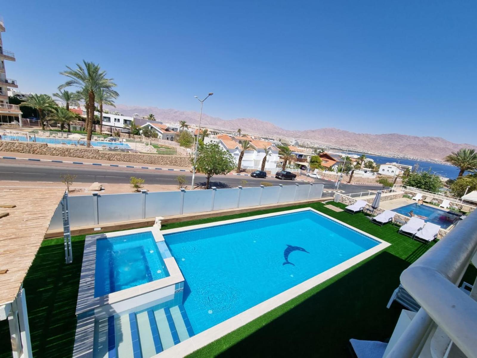 Villa With Heated Pool And Jacuzzi Sea View 300M Front Of The Beach Eilat Exterior foto